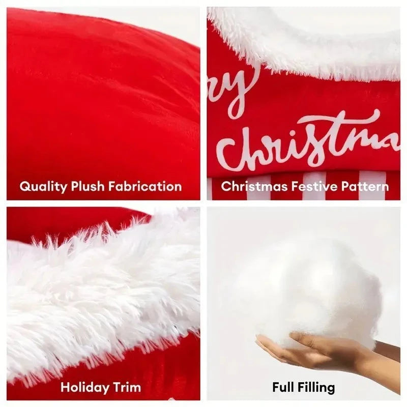 Sleigh Style Pet Sleeping Bed Fluffy Fleece Lined Dog Sofa Cushion Ultra‑Soft Non‑Slip Winter Christmas Decoration for Cats Dogs