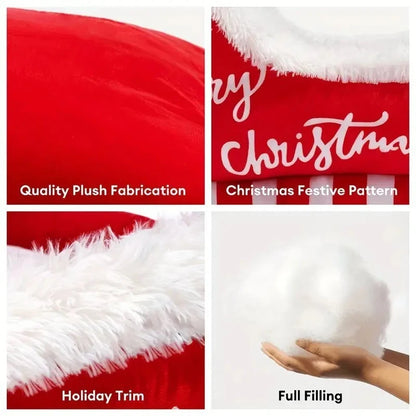 Sleigh Style Pet Sleeping Bed Fluffy Fleece Lined Dog Sofa Cushion Ultra‑Soft Non‑Slip Winter Christmas Decoration for Cats Dogs
